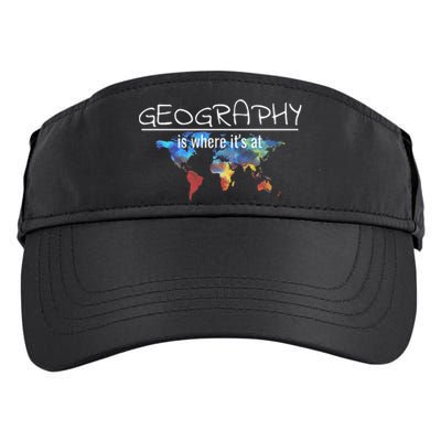 Funny Geography Teacher Earth Day Design Is Where It's At Adult Drive Performance Visor