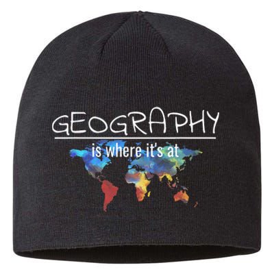 Funny Geography Teacher Earth Day Design Is Where It's At Sustainable Beanie