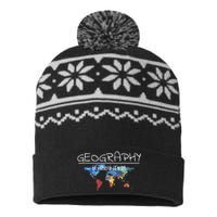 Funny Geography Teacher Earth Day Design Is Where It's At USA-Made Snowflake Beanie