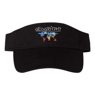 Funny Geography Teacher Earth Day Design Is Where It's At Valucap Bio-Washed Visor