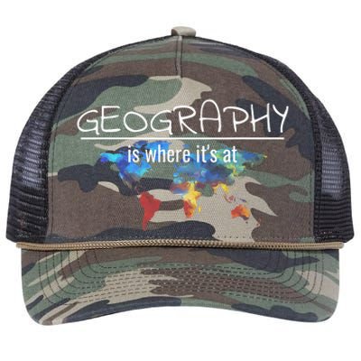 Funny Geography Teacher Earth Day Design Is Where It's At Retro Rope Trucker Hat Cap