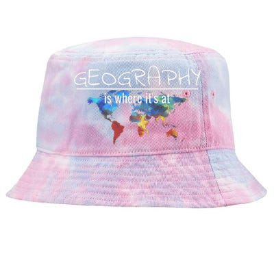 Funny Geography Teacher Earth Day Design Is Where It's At Tie-Dyed Bucket Hat