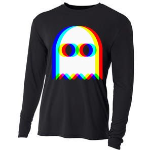 Funny Ghost Trippy Vaporwave Halloween Techno Rave Edm Party Cooling Performance Long Sleeve Crew