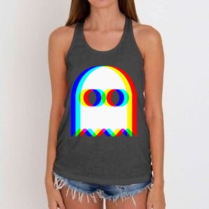 Funny Ghost Trippy Vaporwave Halloween Techno Rave Edm Party Women's Knotted Racerback Tank