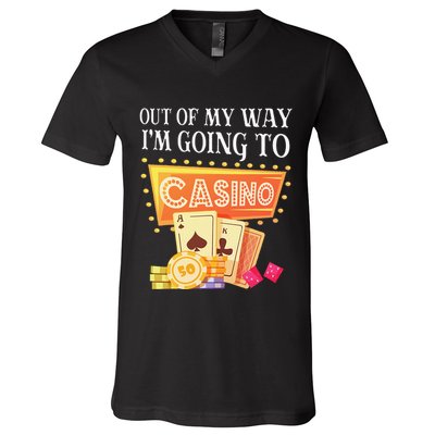 Funny Going To The Casino Design For Card Game Lovers V-Neck T-Shirt
