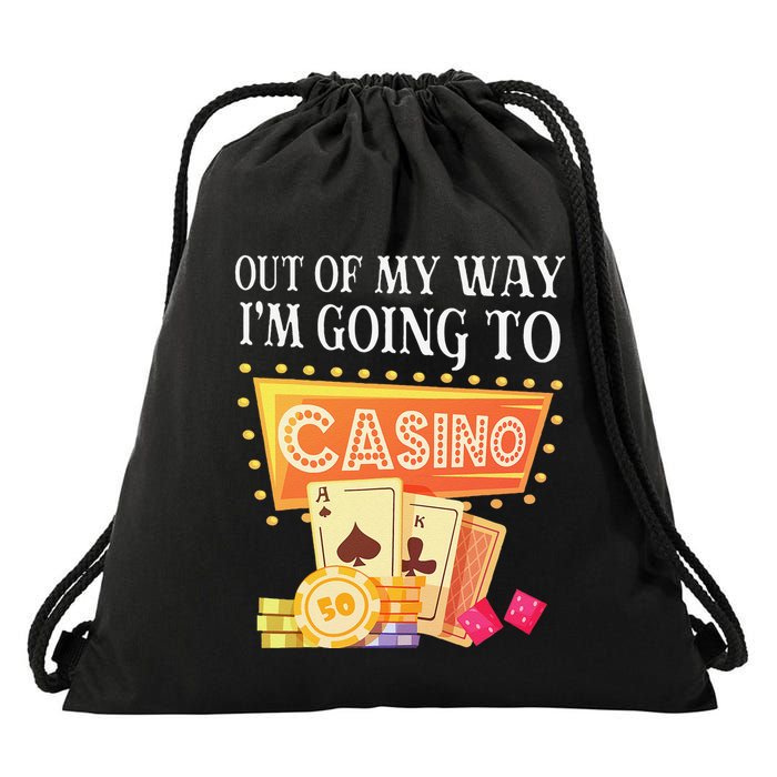 Funny Going To The Casino Design For Card Game Lovers Drawstring Bag