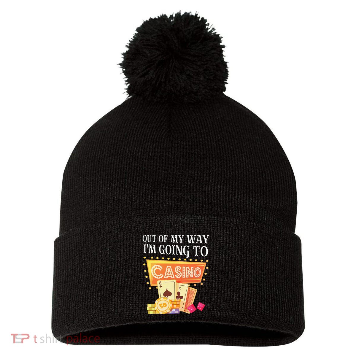 Funny Going To The Casino Design For Card Game Lovers Pom Pom 12in Knit Beanie