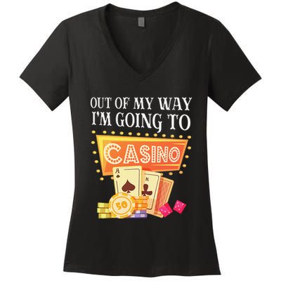 Funny Going To The Casino Design For Card Game Lovers Women's V-Neck T-Shirt