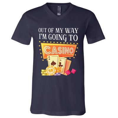 Funny Going To The Casino Design For Card Game Lovers V-Neck T-Shirt