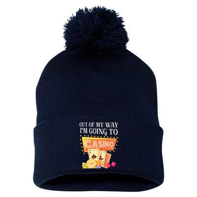 Funny Going To The Casino Design For Card Game Lovers Pom Pom 12in Knit Beanie