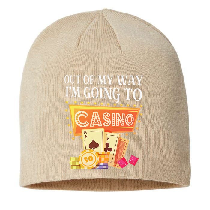 Funny Going To The Casino Design For Card Game Lovers Sustainable Beanie