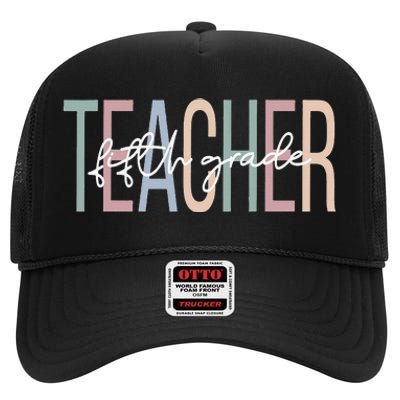 Fifth Grade Teacher Boho 5th Grade Teacher High Crown Mesh Back Trucker Hat