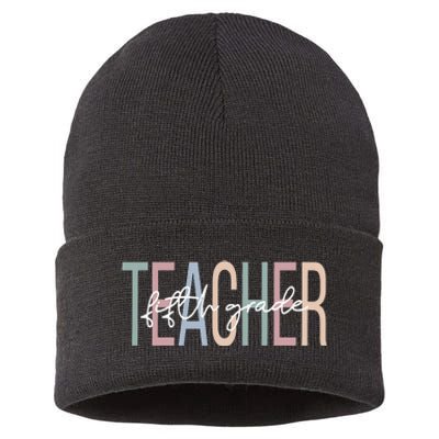 Fifth Grade Teacher Boho 5th Grade Teacher Sustainable Knit Beanie