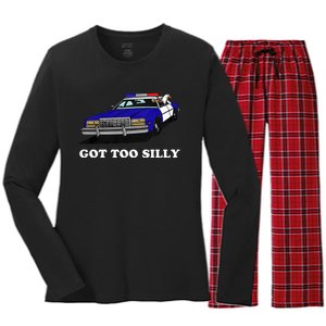 Funny Got Too Silly Goose Women's Long Sleeve Flannel Pajama Set 