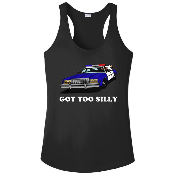 Funny Got Too Silly Goose Ladies PosiCharge Competitor Racerback Tank