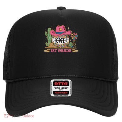 First Grade Teacher Rodeo Country Western Life Howdy High Crown Mesh Back Trucker Hat