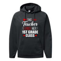 First Grade Teacher This Teacher Loves Her 1st Grade Class Gift Performance Fleece Hoodie