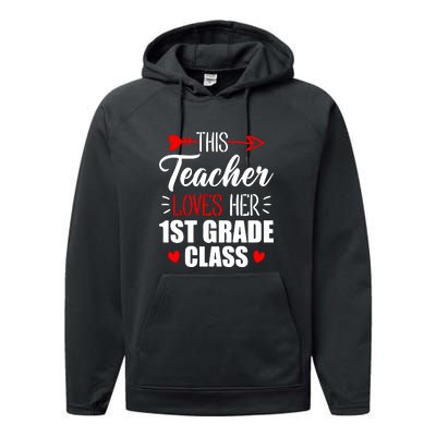 First Grade Teacher This Teacher Loves Her 1st Grade Class Gift Performance Fleece Hoodie