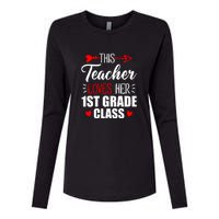 First Grade Teacher This Teacher Loves Her 1st Grade Class Gift Womens Cotton Relaxed Long Sleeve T-Shirt