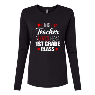 First Grade Teacher This Teacher Loves Her 1st Grade Class Gift Womens Cotton Relaxed Long Sleeve T-Shirt