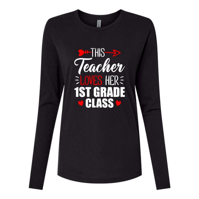 First Grade Teacher This Teacher Loves Her 1st Grade Class Gift Womens Cotton Relaxed Long Sleeve T-Shirt