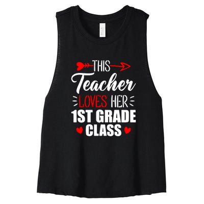 First Grade Teacher This Teacher Loves Her 1st Grade Class Gift Women's Racerback Cropped Tank