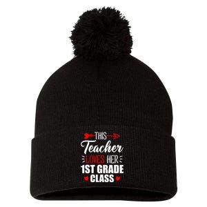 First Grade Teacher This Teacher Loves Her 1st Grade Class Gift Pom Pom 12in Knit Beanie