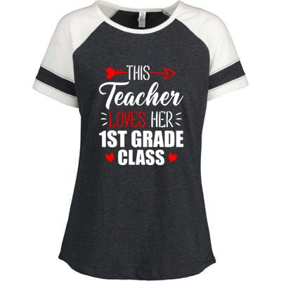 First Grade Teacher This Teacher Loves Her 1st Grade Class Gift Enza Ladies Jersey Colorblock Tee