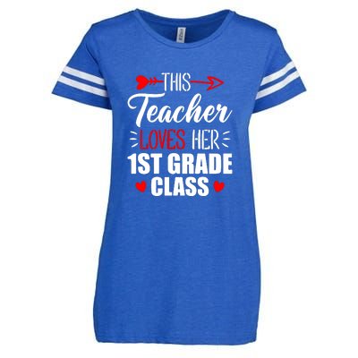 First Grade Teacher This Teacher Loves Her 1st Grade Class Gift Enza Ladies Jersey Football T-Shirt