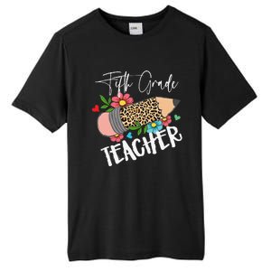 Fifth Grade Teacher Leopard Pencil 5th Grade  Teacher Tall Fusion ChromaSoft Performance T-Shirt