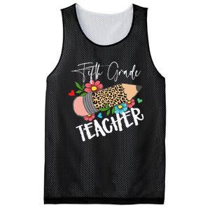 Fifth Grade Teacher Leopard Pencil 5th Grade  Teacher Mesh Reversible Basketball Jersey Tank