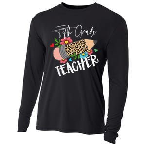 Fifth Grade Teacher Leopard Pencil 5th Grade  Teacher Cooling Performance Long Sleeve Crew