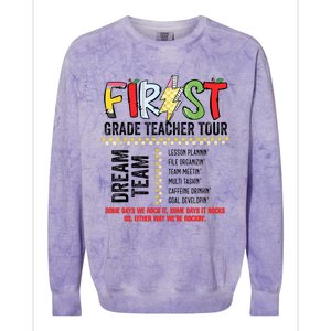 First Grade Teacher 1st Grade Teacher Life Back To School Colorblast Crewneck Sweatshirt