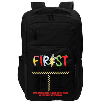 First Grade Teacher 1st Grade Teacher Life Back To School Impact Tech Backpack