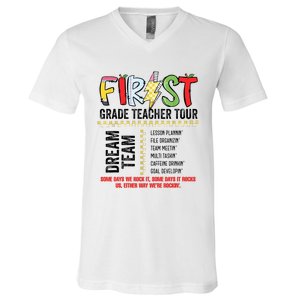 First Grade Teacher 1st Grade Teacher Life Back To School V-Neck T-Shirt