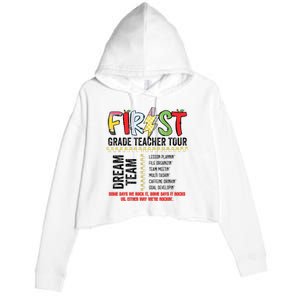 First Grade Teacher 1st Grade Teacher Life Back To School Crop Fleece Hoodie