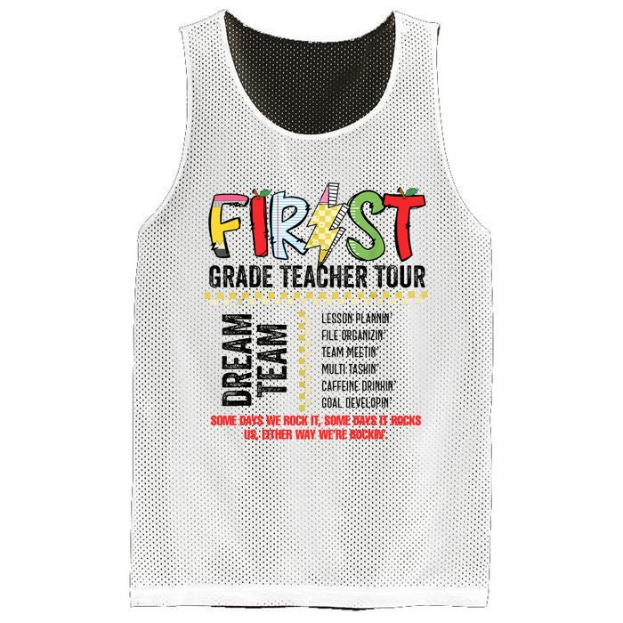 First Grade Teacher 1st Grade Teacher Life Back To School Mesh Reversible Basketball Jersey Tank