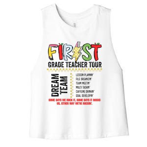 First Grade Teacher 1st Grade Teacher Life Back To School Women's Racerback Cropped Tank