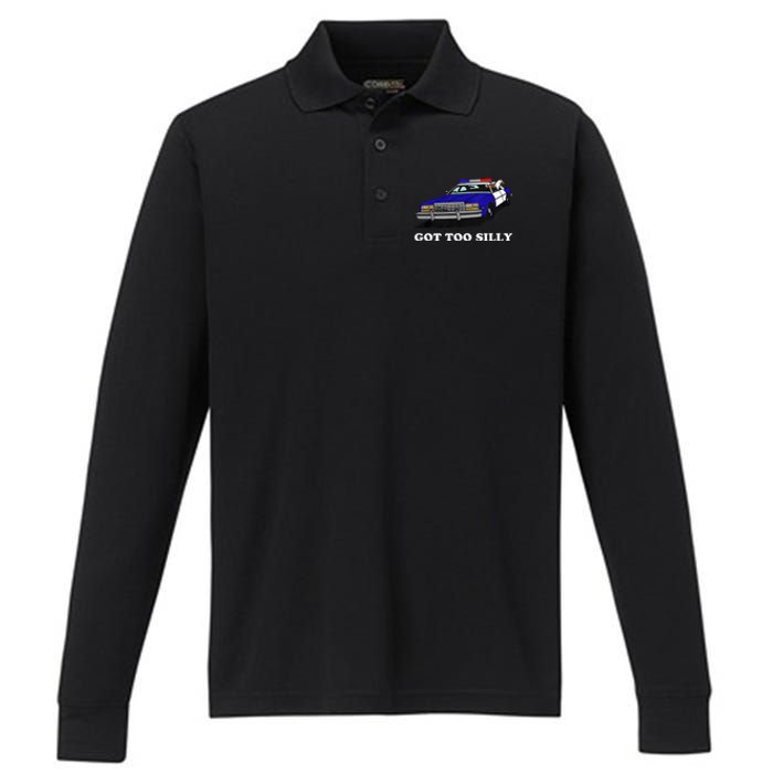 Funny Got Too Silly Goose  Performance Long Sleeve Polo