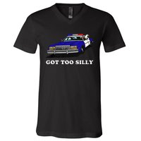 Funny Got Too Silly Goose  V-Neck T-Shirt