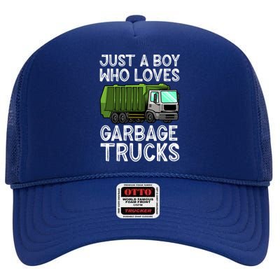 Funny Garbage Truck Design For Boys Toddler Men Trash Truck Gift High Crown Mesh Back Trucker Hat