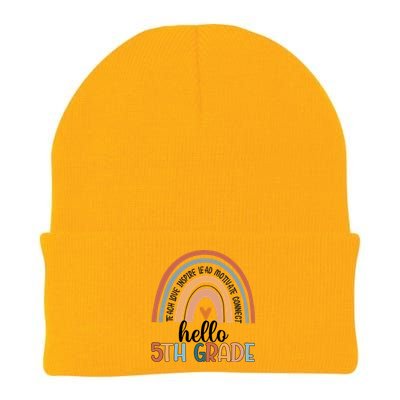 Fifth Grade Team Hello 5Th Grade Teacher Rainbow Cool Gift Knit Cap Winter Beanie