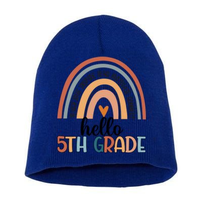 Fifth Grade Team Hello 5Th Grade Teacher Rainbow Cool Gift Short Acrylic Beanie