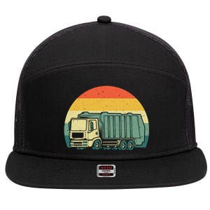 Funny Garbage Truck Design For Kids Men Women Trash Truck Gift 7 Panel Mesh Trucker Snapback Hat