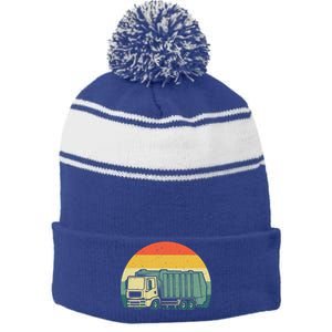 Funny Garbage Truck Design For Kids Men Women Trash Truck Gift Stripe Pom Pom Beanie