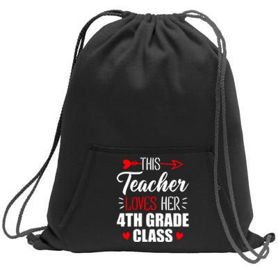 Fourth Grade Teacher This Teacher Loves Her 4th Grade Class Gift Sweatshirt Cinch Pack Bag