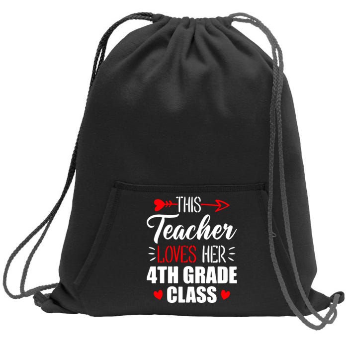 Fourth Grade Teacher This Teacher Loves Her 4th Grade Class Gift Sweatshirt Cinch Pack Bag