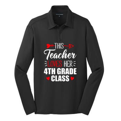 Fourth Grade Teacher This Teacher Loves Her 4th Grade Class Gift Silk Touch Performance Long Sleeve Polo