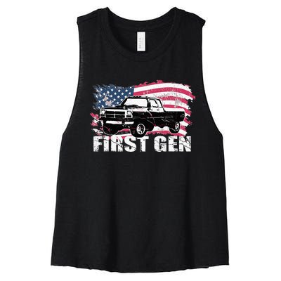 First Gen Truck Squarebody First Generation Women's Racerback Cropped Tank