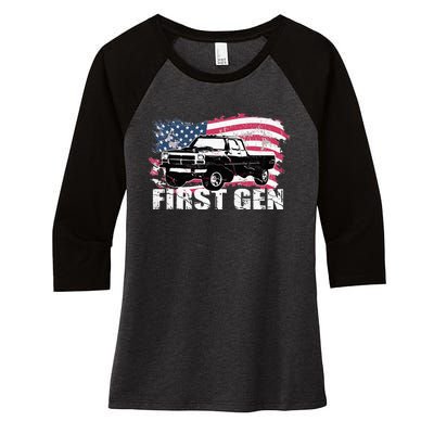 First Gen Truck Squarebody First Generation Women's Tri-Blend 3/4-Sleeve Raglan Shirt